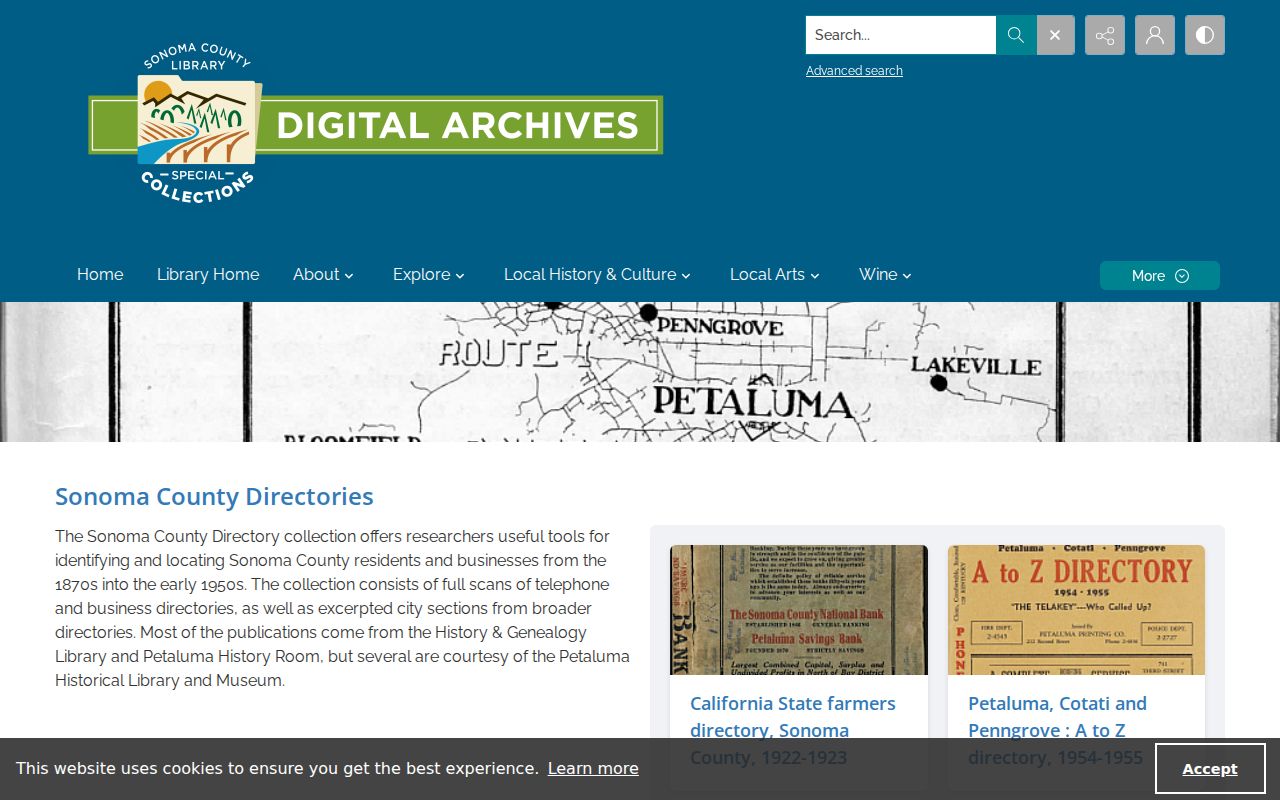 Digitized Petaluma city directory collection for historical resident research