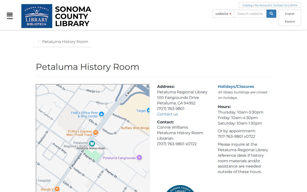 Petaluma History Room resources for city directory research