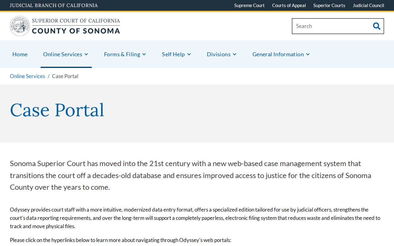 Sonoma Superior Court case portal for Petaluma residents directory research