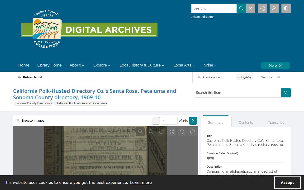 Petaluma 1909-1910 directory for previous residents research
