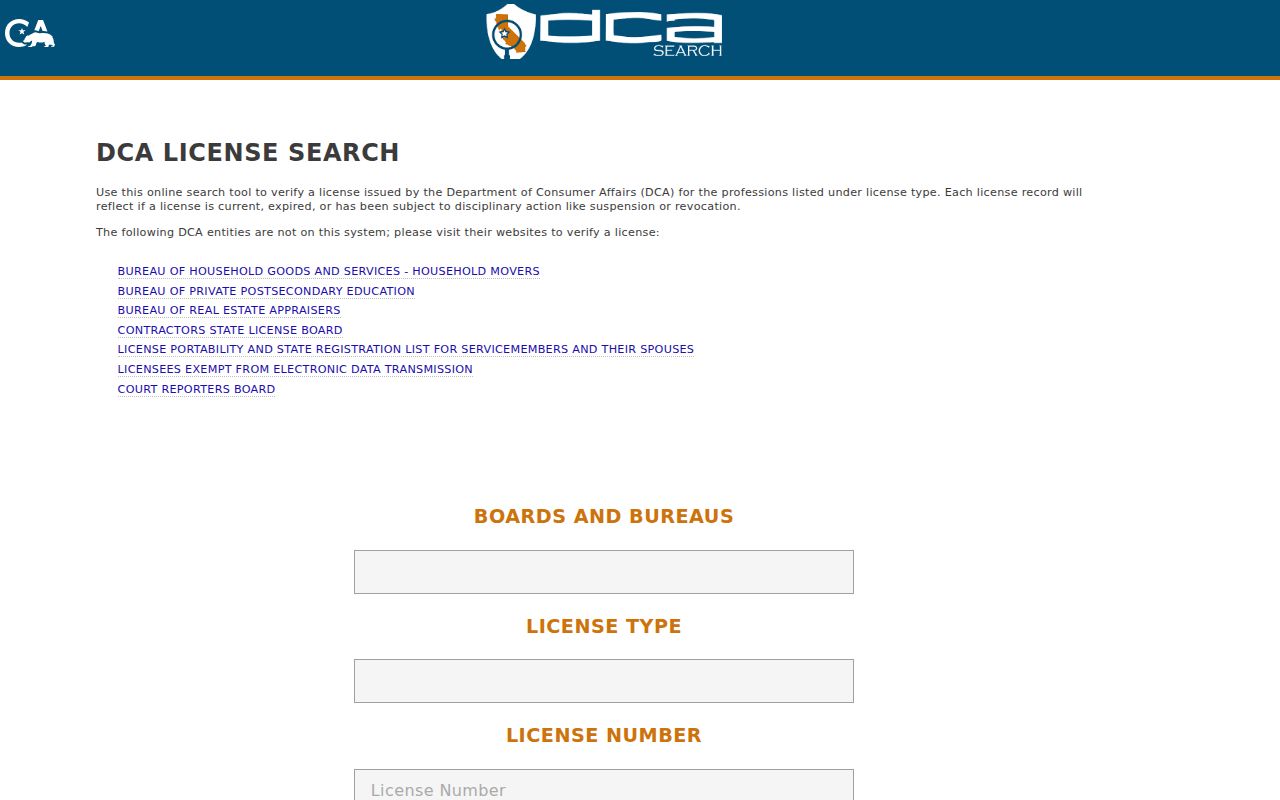 California professional license search for Petaluma resident lookup verification